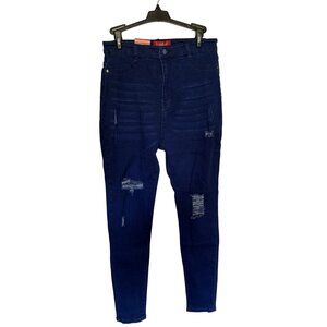 Frisduo NWT Jeans Blue Distressed Skinny womans Size 34 (See Measurement)